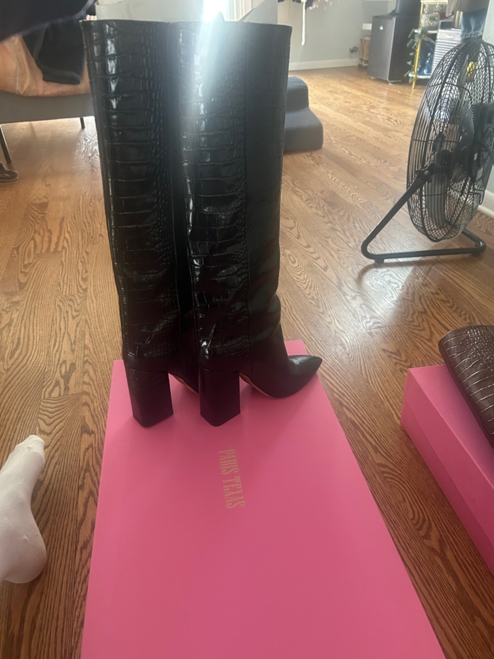 Paris Texas Embossed Croco Anja Boot - Black